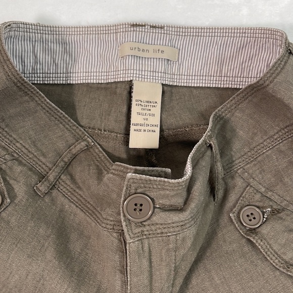 Urban life linen blend adjustable length shorts size 2 - Picture 3 of 6